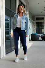 Load image into Gallery viewer, Navy Fleece Lined Full Length with Pocket Leggings