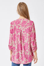 Load image into Gallery viewer, 3/4 Sleeve Pink Beige Floral Blouse
