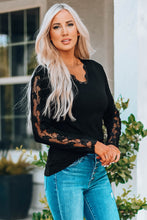 Load image into Gallery viewer, Details To Remember - Lace Splicing Scallop V Neck Blouse