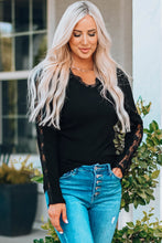 Load image into Gallery viewer, Details To Remember - Lace Splicing Scallop V Neck Blouse
