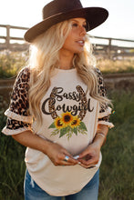 Load image into Gallery viewer, Sassy Cowgirl Leopard Sunflower Print With Ruffled Sleeves
