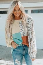 Load image into Gallery viewer, Tara Sky Leopard Patchwork Colorblock Ribbed Long Sleeve Top