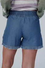 Load image into Gallery viewer, Ashleigh Blue Raw Hem Drawstring High Waist Denim Shorts with Pockets
