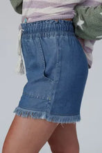 Load image into Gallery viewer, Ashleigh Blue Raw Hem Drawstring High Waist Denim Shorts with Pockets
