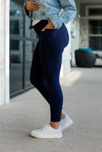 Load image into Gallery viewer, Navy Fleece Lined Full Length with Pocket Leggings
