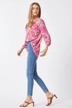 Load image into Gallery viewer, 3/4 Sleeve Pink Beige Floral Blouse
