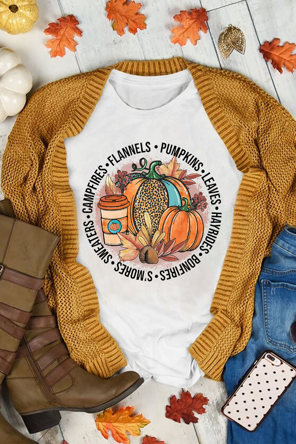 Campfires, Flannels, Pumpkins Graphic Tee