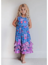 Load image into Gallery viewer, Lavender Blue Floral Sleeveless Twirl Dress
