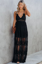 Load image into Gallery viewer, Austin Nights Black Lace Crisscross Maxi Dress
