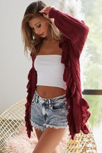 Load image into Gallery viewer, Ashley Burgundy Cascade Cardigan
