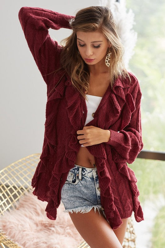 Ashley Burgundy Cascade Cardigan