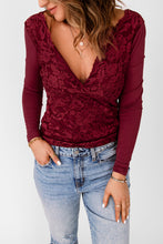 Load image into Gallery viewer, Bella Lace Detail V- Neck Longsleeve Blouse
