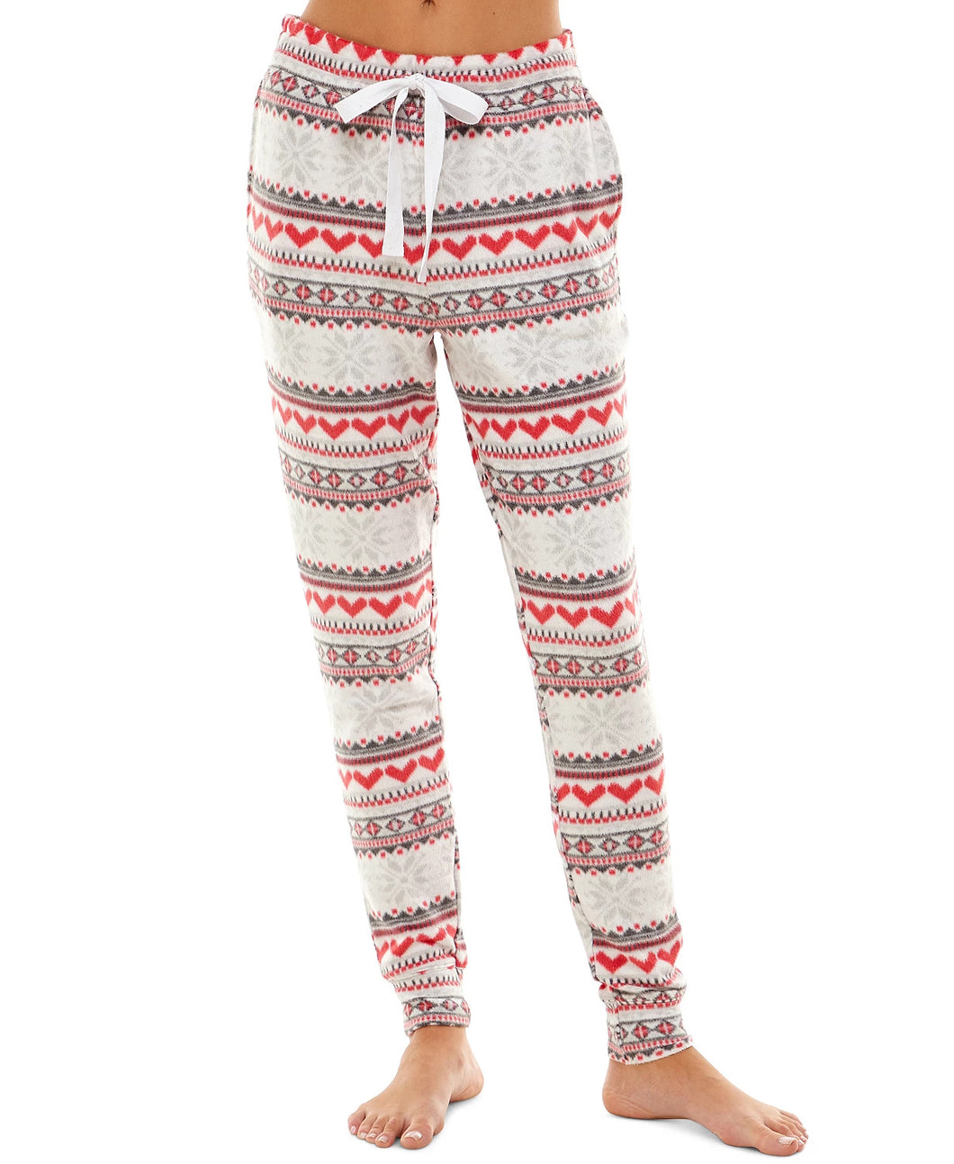 Winter Love Snowflakes & Hearts Cozy Joggers With Pockets