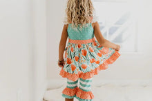 Load image into Gallery viewer, Mint Coral Floral Pocket Ruffle Capri Set
