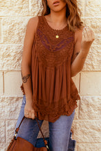 Load image into Gallery viewer, Cinnamon Spice - Lace Detail With Pearl Button Back SLeeveless Top
