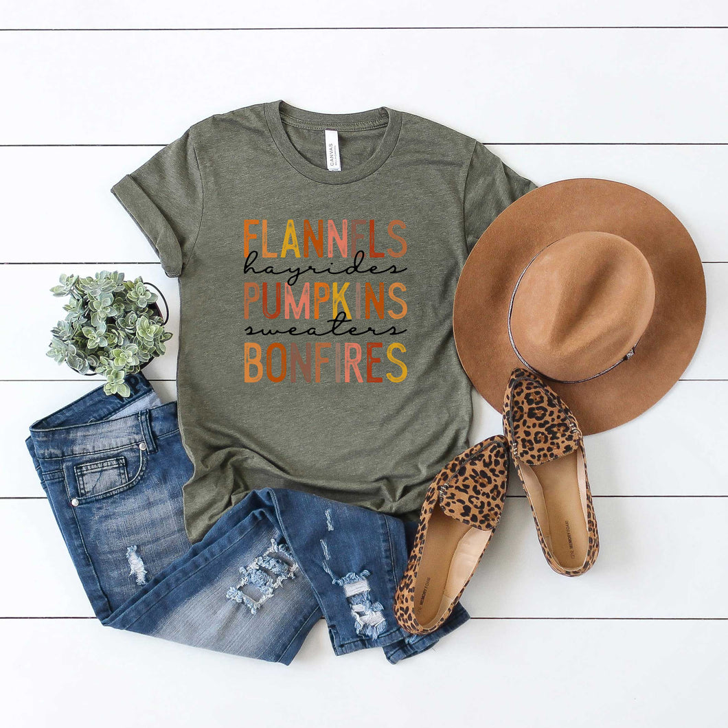 Flannels Hayrides Pumpkins Graphic Tee