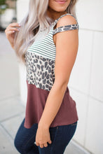 Load image into Gallery viewer, Leopard Stripe Brick Strappy Tank
