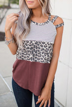 Load image into Gallery viewer, Leopard Stripe Brick Strappy Tank
