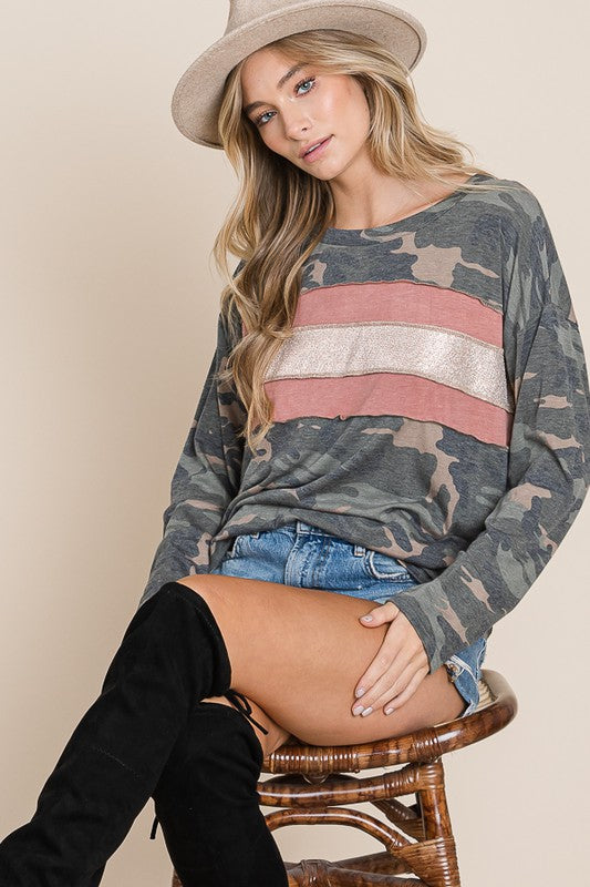 Camouflage Rose Gold Shimmer Top