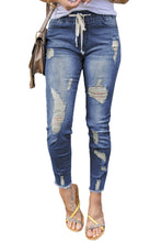 Load image into Gallery viewer, Roxy Girl Drawstring Elastic Waist Ripped Jeans
