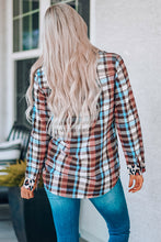 Load image into Gallery viewer, Shelby - Multicolor Plaid Leopard Trim Long Sleeve Button Down
