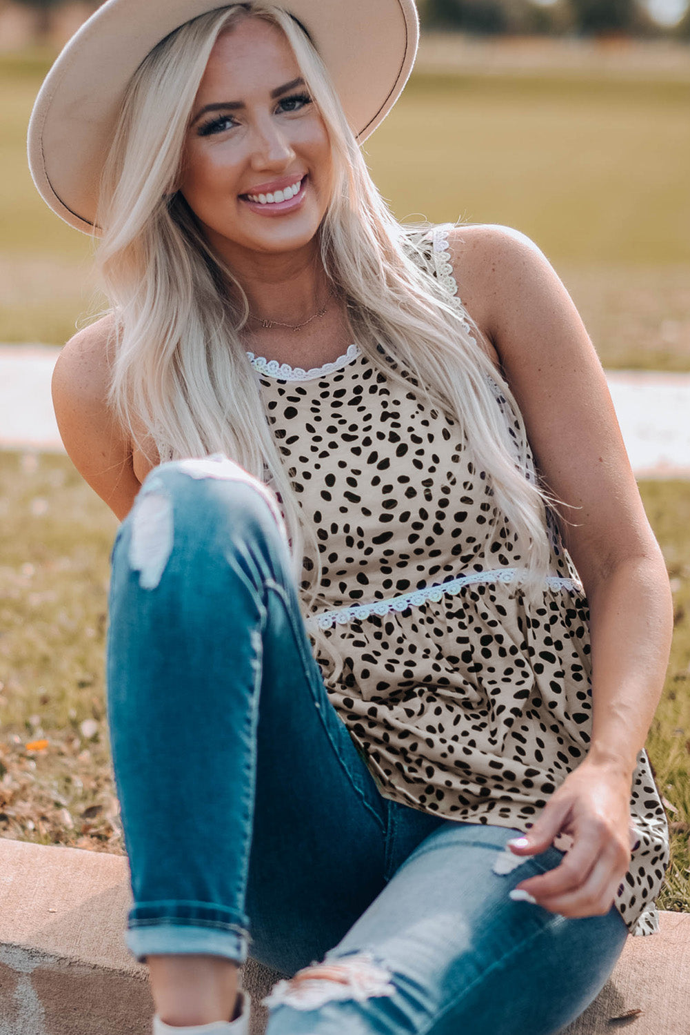 Stories Told Leopard & Lace Tank Top