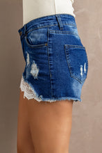 Load image into Gallery viewer, Love Summer Denim Shorts With Lace Detail
